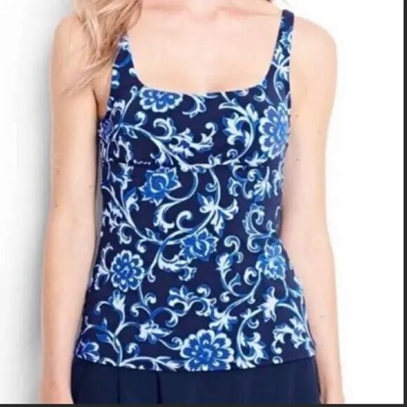 Lands' End Square Neck Tankini Swimsuit Top - Size: 4 - NWT - Picture 1 of 6